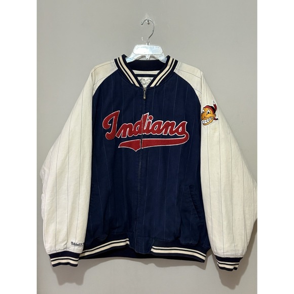 Mitchell & Ness Cleveland Indians Baseball‎ Jacket Mens 2XL Varsity Bomber Zip